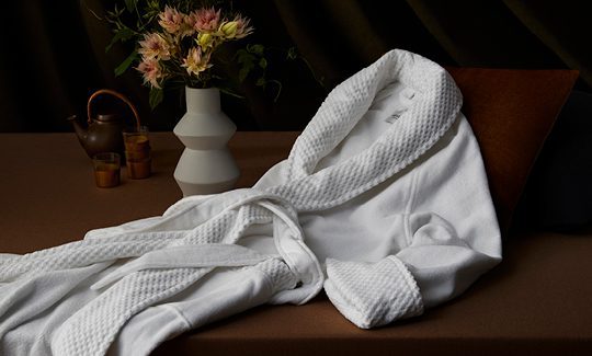 Showcasing artisian tailoring, Mascioni’s Hotel Collection cotton velour robes embrace wearers in spa-quality luxury.